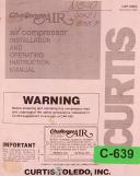 Curtis Challenge Air-Curtis Toledo E Series Air Compressors, Operations, Parts and Electricals Manual 1981-91-E-E Series-E-11-E-15-E-23-E-50-E-71-01